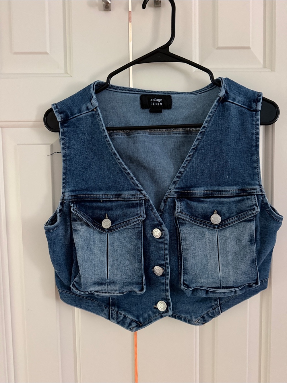refuge Denim Blue Cropped Vest